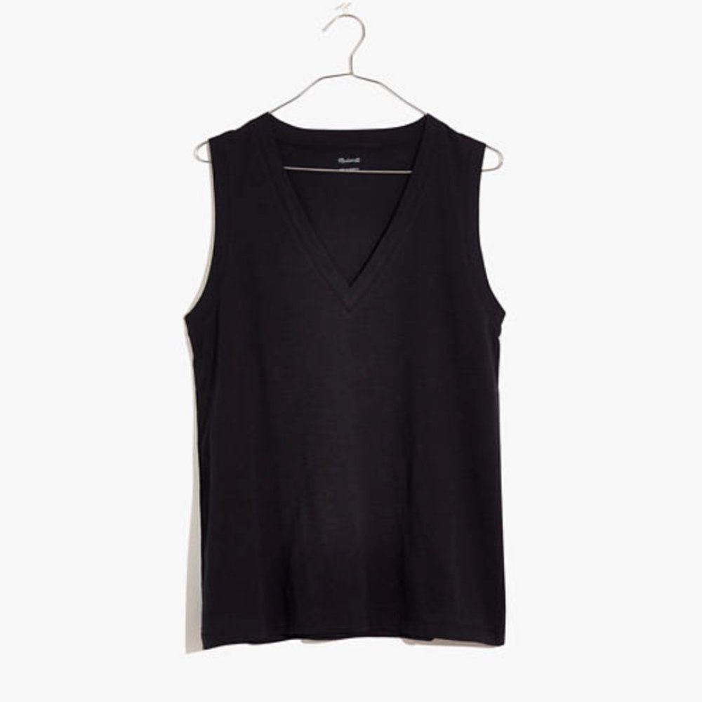NWOT XXS Black Madewell Whisper Cotton V Neck Tank